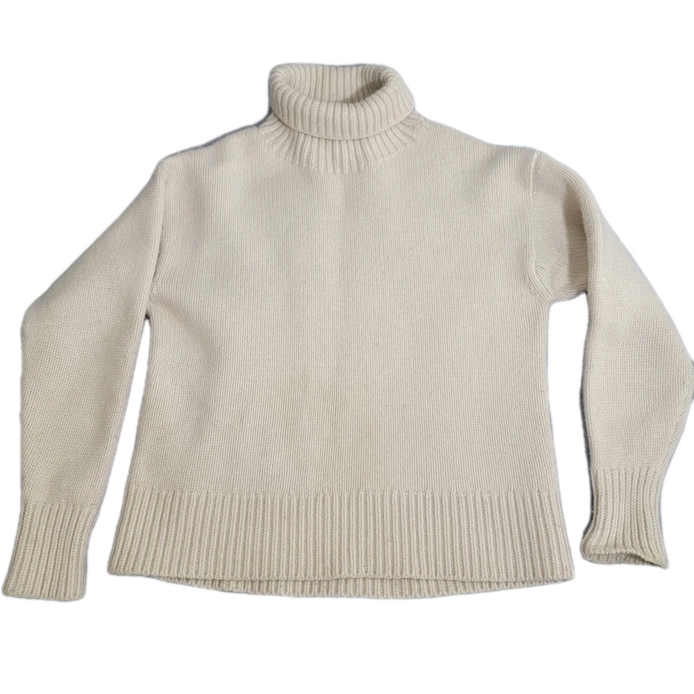 Rag & Bone Lunet Wool Lambswool‎ Turtleneck Sweater Chunky Knit Oatmeal Sz S